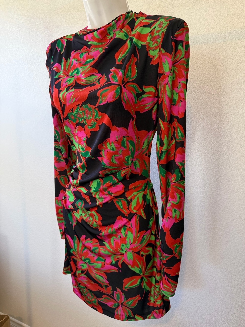 Zara Floral Print Long Sleeve Mini Dress Size XS - Picture 2 of 9